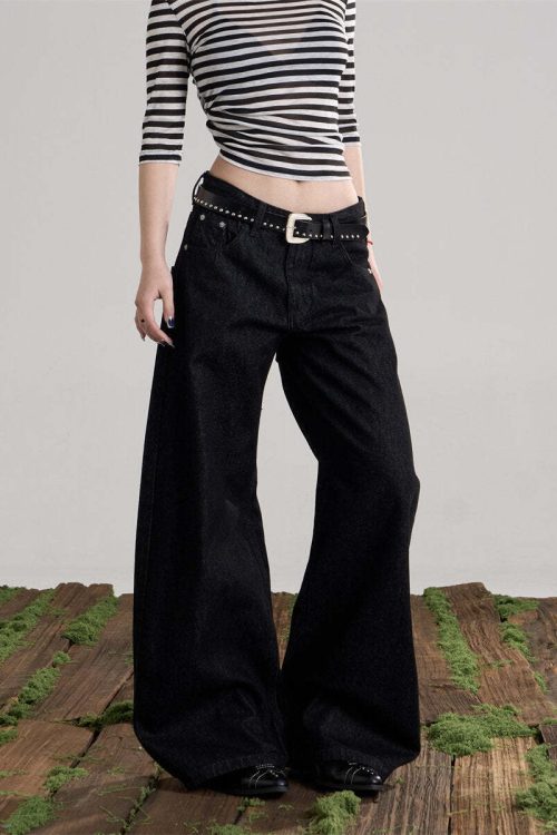 Back Logo Wide Denim Pants