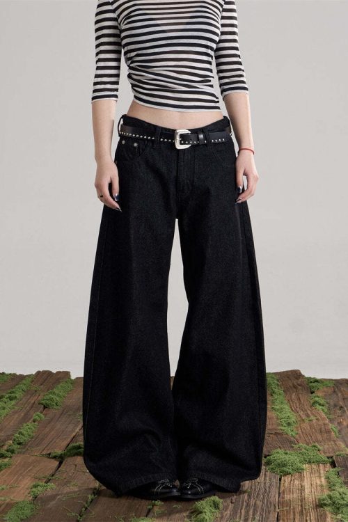 Back Logo Wide Denim Pants