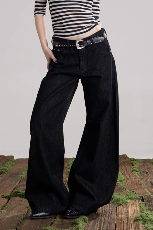 Back Logo Wide Denim Pants