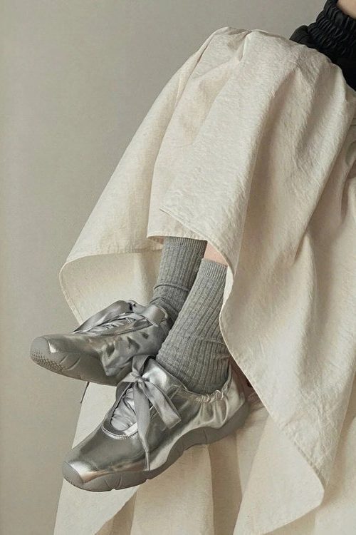 Balletcore Aesthetic Satin Bow Sneakers