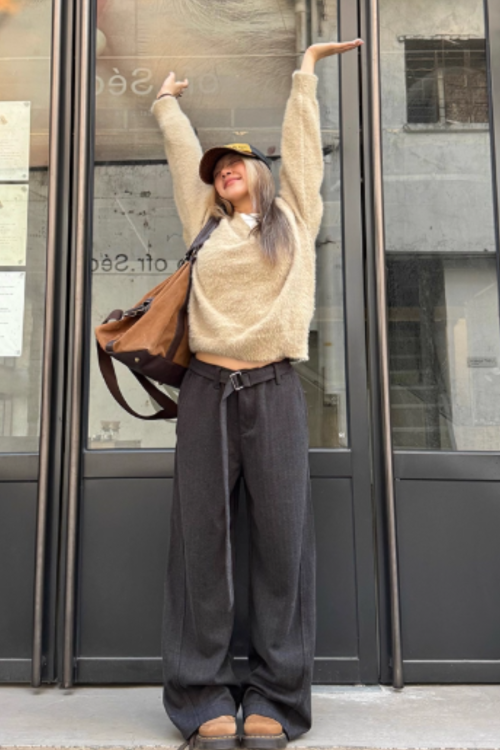 Belt Design Drapey Loose Pants