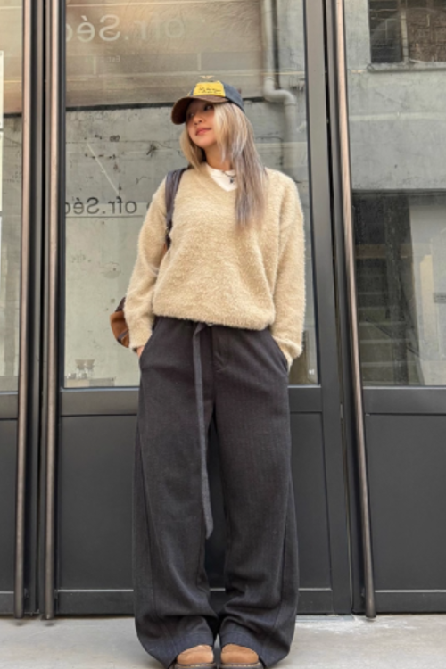 Belt Design Drapey Loose Pants