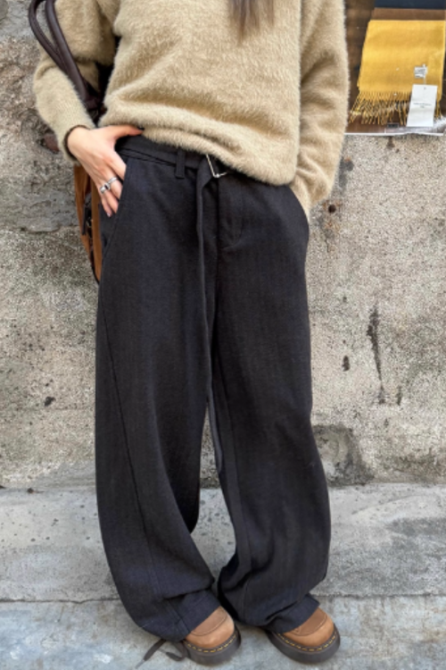 Belt Design Drapey Loose Pants