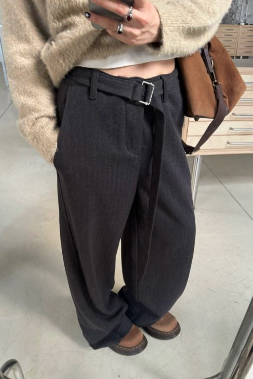 Belt Design Drapey Loose Pants