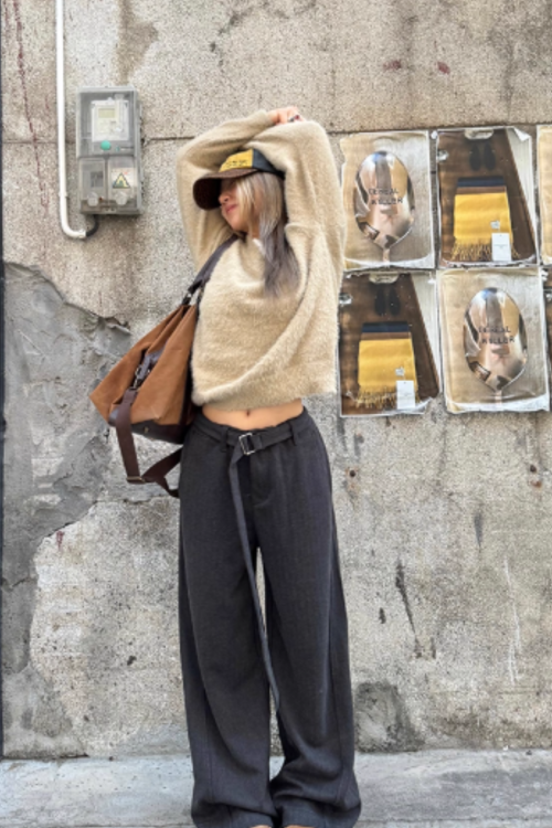 Belt Design Drapey Loose Pants