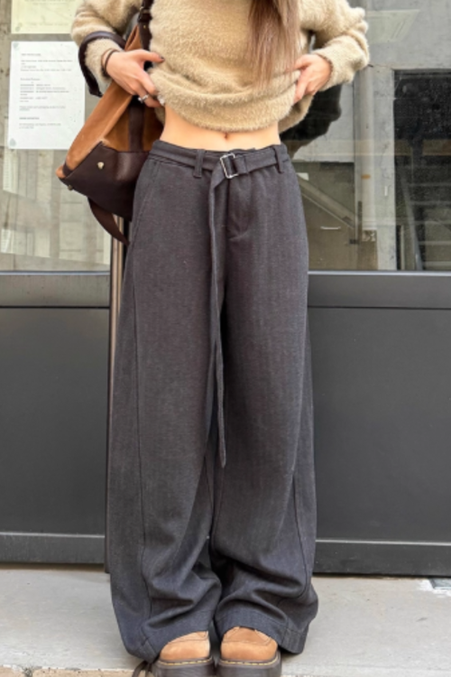 Belt Design Drapey Loose Pants