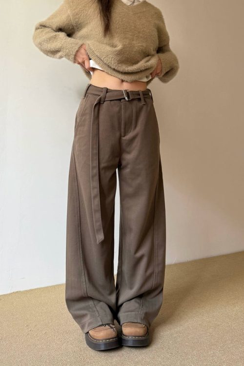 Belt Design Drapey Loose Pants