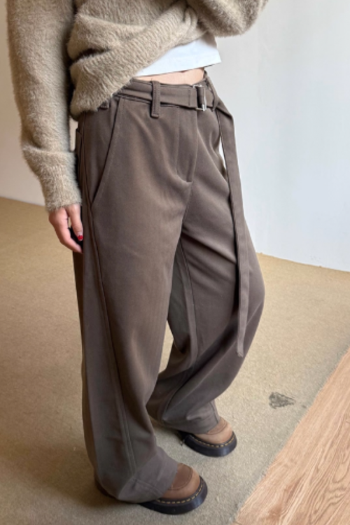 Belt Design Drapey Loose Pants