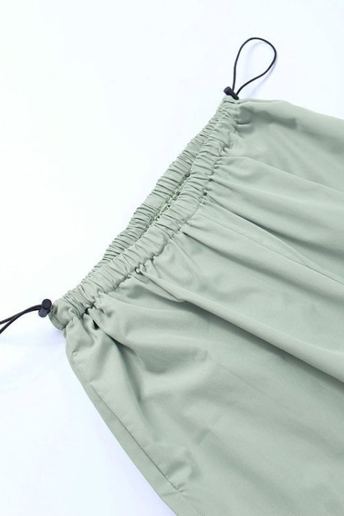 Belted Drawstring Parachute Cargo Pants