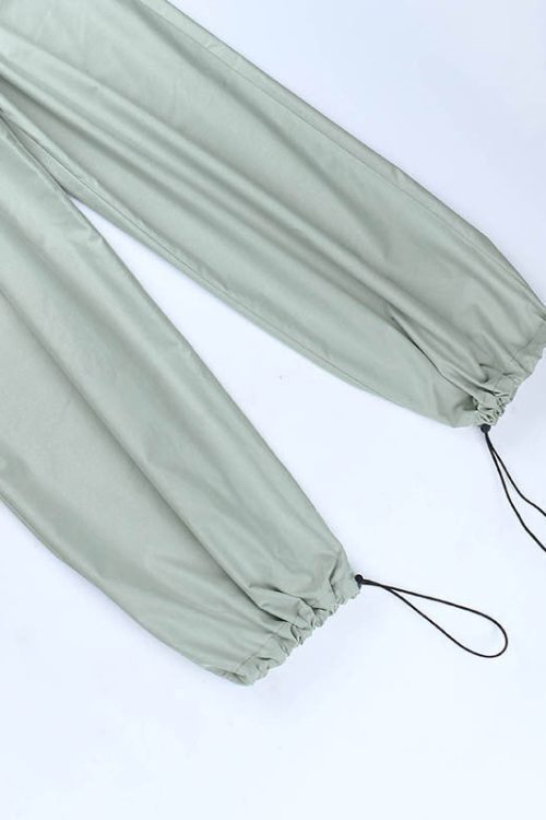 Belted Drawstring Parachute Cargo Pants