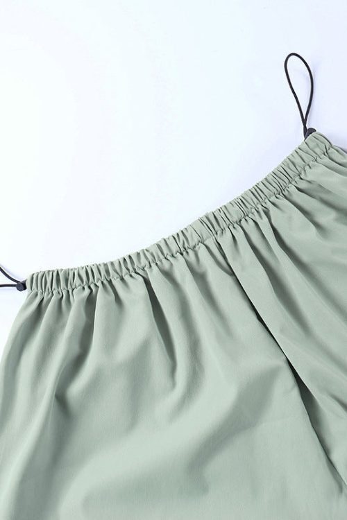 Belted Drawstring Parachute Cargo Pants