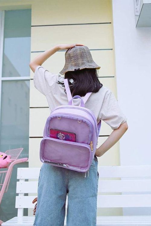 Black Backpack with Clear Window for Photocards and Pins