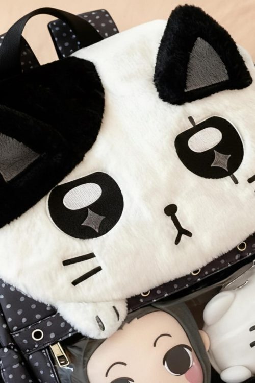 Black Kawaii Cat Ita Backpack for Plushies and Pins