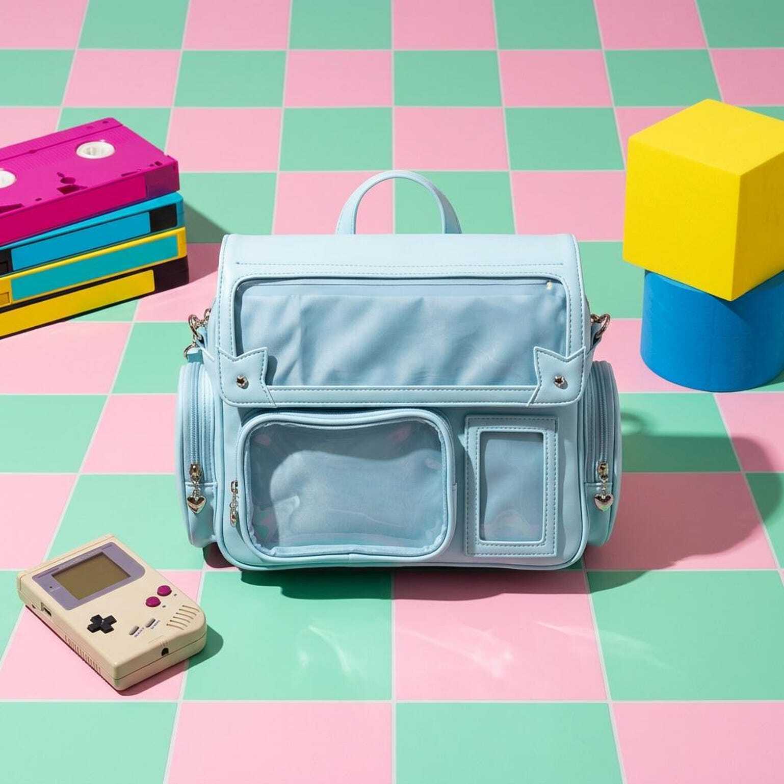 Blue Kawaii Pastel Convertible Ita Bag for Pin Display