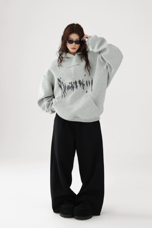 Blurry Figure Print Hoodie