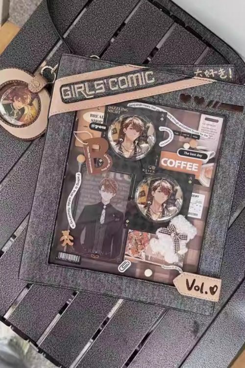 Book Convertible Ita Bag with Clear Window for Pin Display