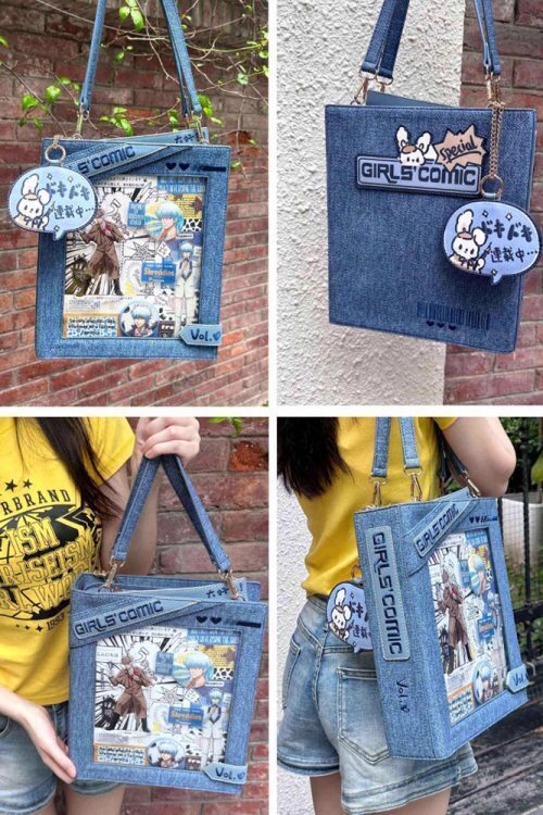 Book Convertible Ita Bag with Clear Window for Pin Display
