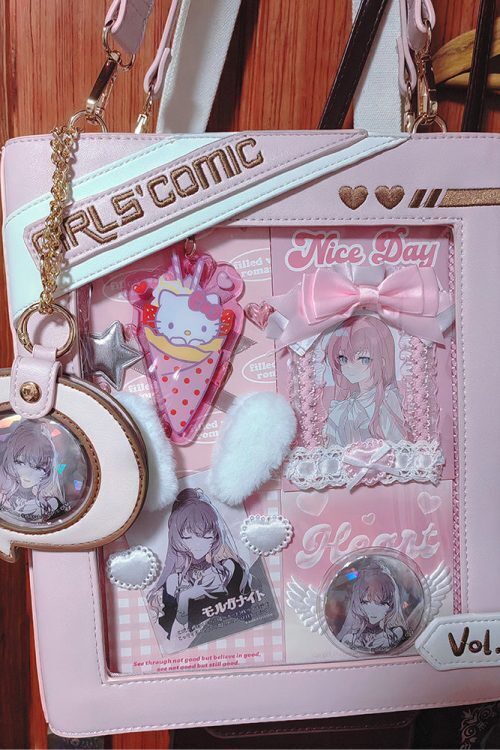 Book Convertible Ita Bag with Clear Window for Pin Display