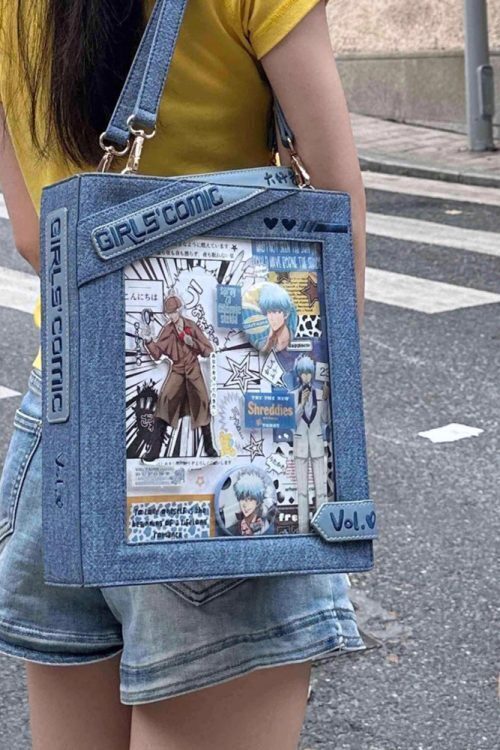 Book Convertible Ita Bag with Clear Window for Pin Display