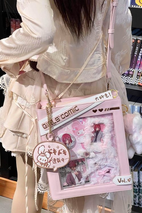 Book Convertible Ita Bag with Clear Window for Pin Display