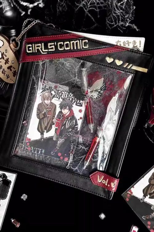 Book Convertible Ita Bag with Clear Window for Pin Display