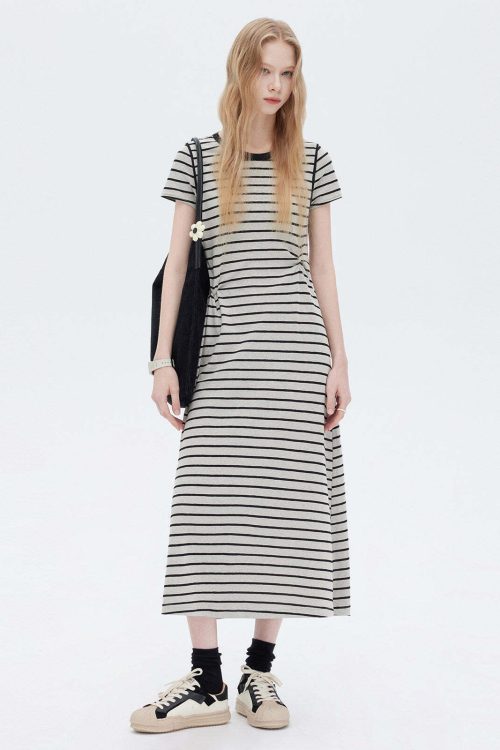 Border Slim Fit Long Dress