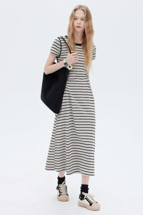 Border Slim Fit Long Dress