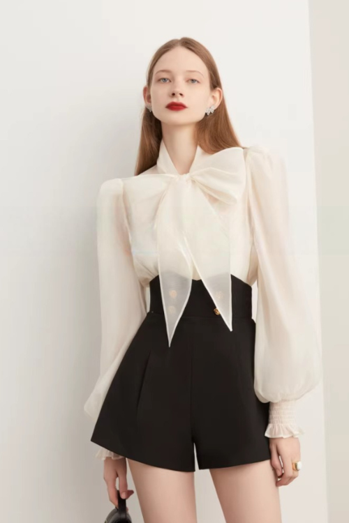 Bow Long-Sleeve Blouse