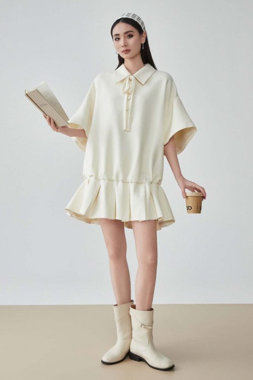 Bow Shape Pleated Dress