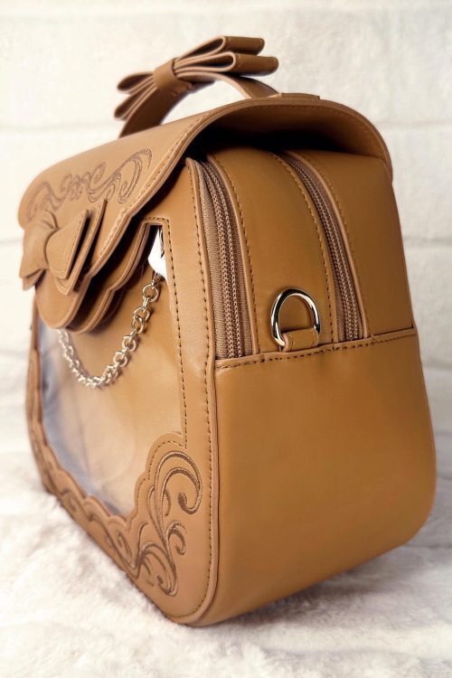 Brown Ita Bag with Clear Window for Pin Display