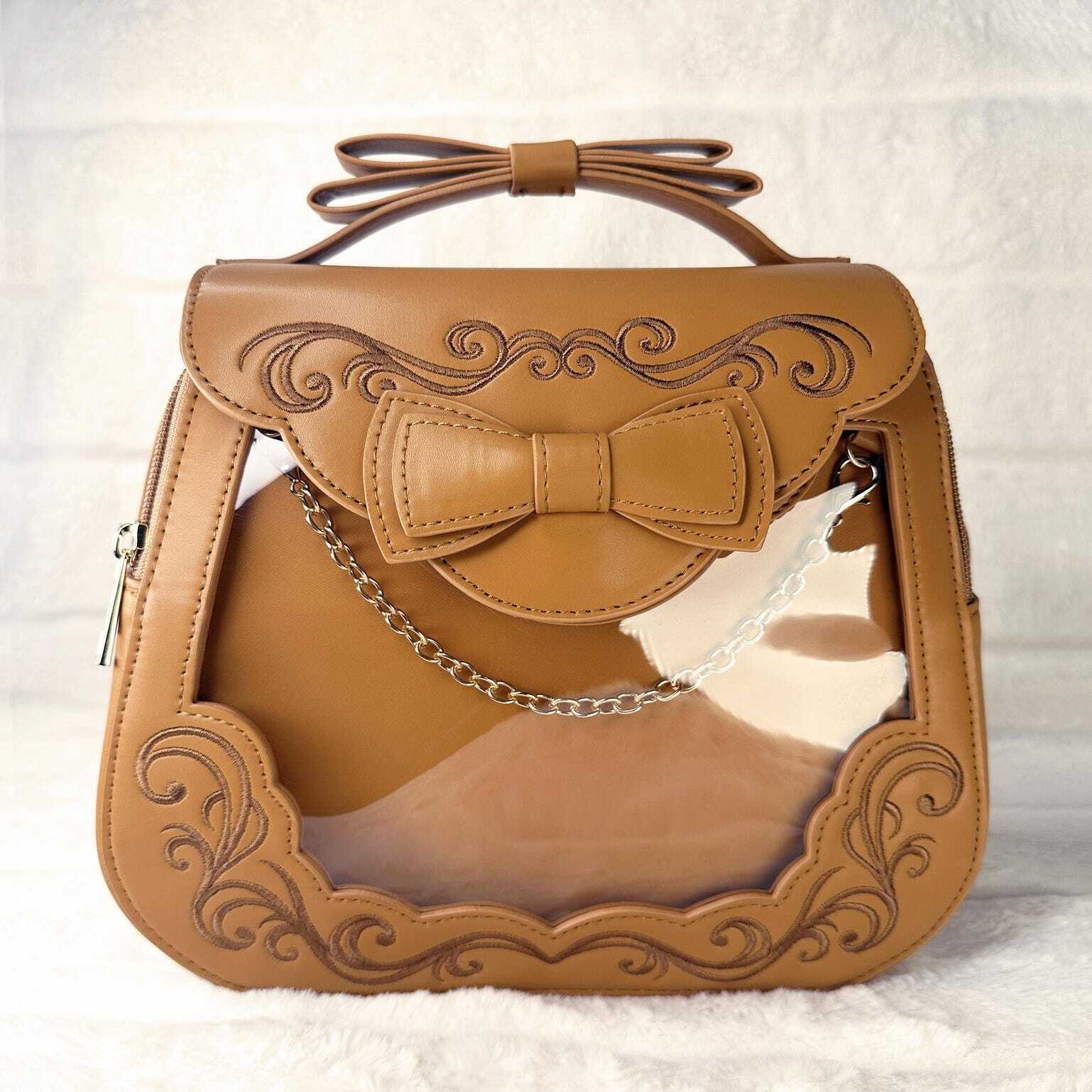 Brown leather satchel bag aesthetic gift women