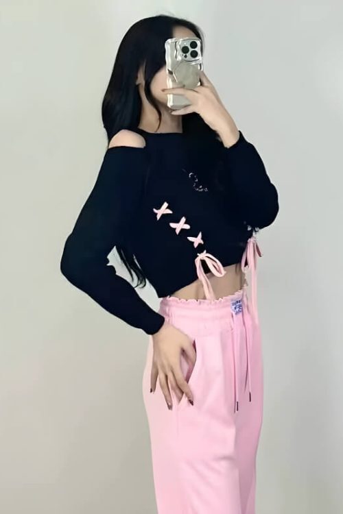 Butterfly Lace-Up Crop Top