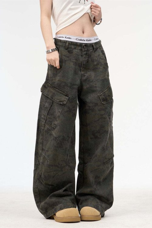 Camouflage Cargo Denim Pants