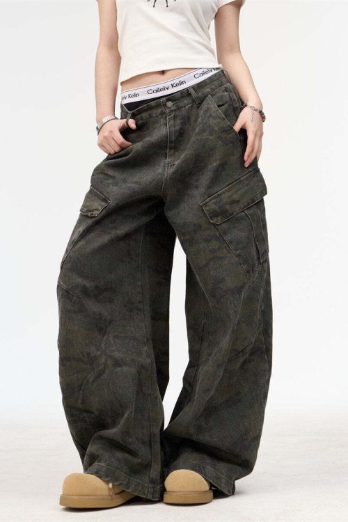 Camouflage Cargo Denim Pants