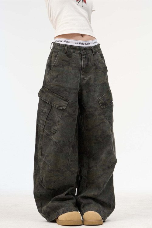 Camouflage Cargo Denim Pants
