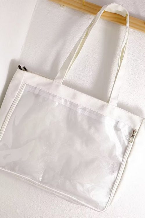 Canvas Base Ita Bag with Clear Window for Plushies and Pins