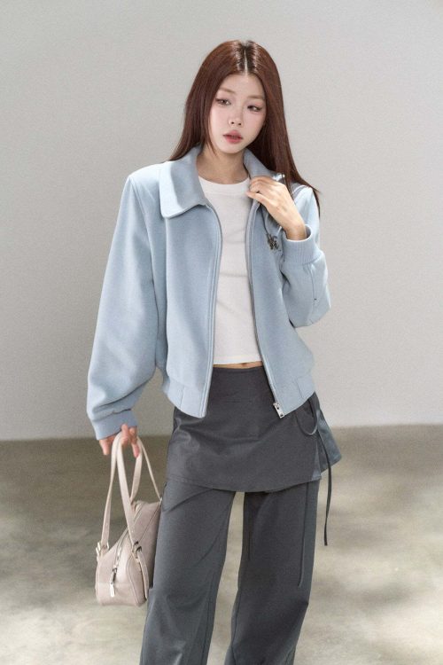 Casual Loose Short Jacket / Crew Neck Short-Sleeve T-Shirt