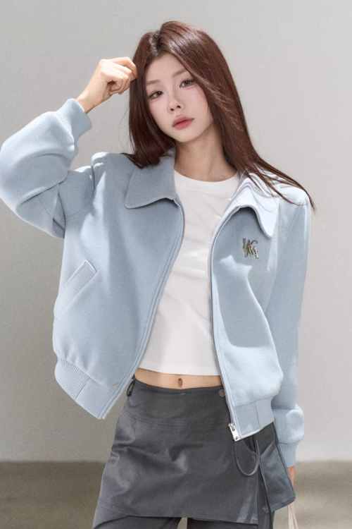 Casual Loose Short Jacket / Crew Neck Short-Sleeve T-Shirt