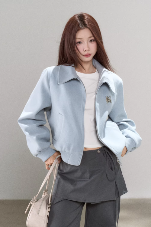 Casual Loose Short Jacket / Crew Neck Short-Sleeve T-Shirt