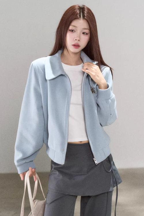 Casual Loose Short Jacket / Crew Neck Short-Sleeve T-Shirt