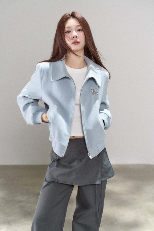 Casual Loose Short Jacket / Crew Neck Short-Sleeve T-Shirt