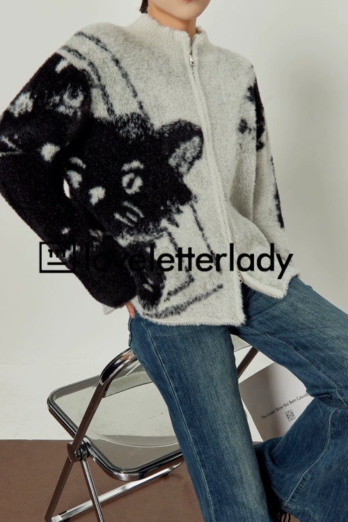 Cat Double Zip Knit