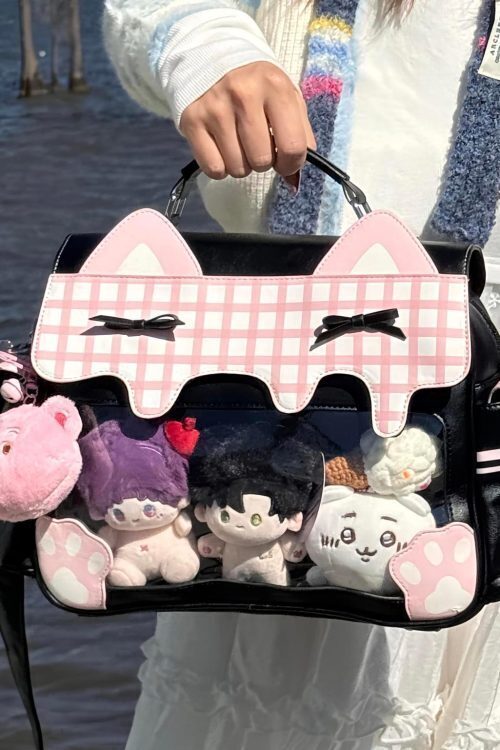Cat Ita Crossbody Bag with Clear Window for Plushies and Pins