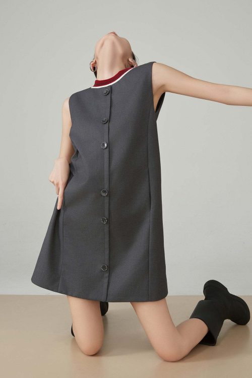 Collar Sleeveless Mid-Length Dress