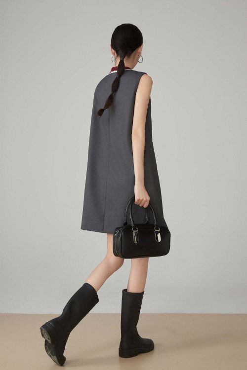 Collar Sleeveless Mid-Length Dress