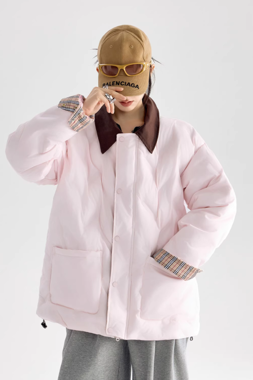 Color Block Collar Down Jacket