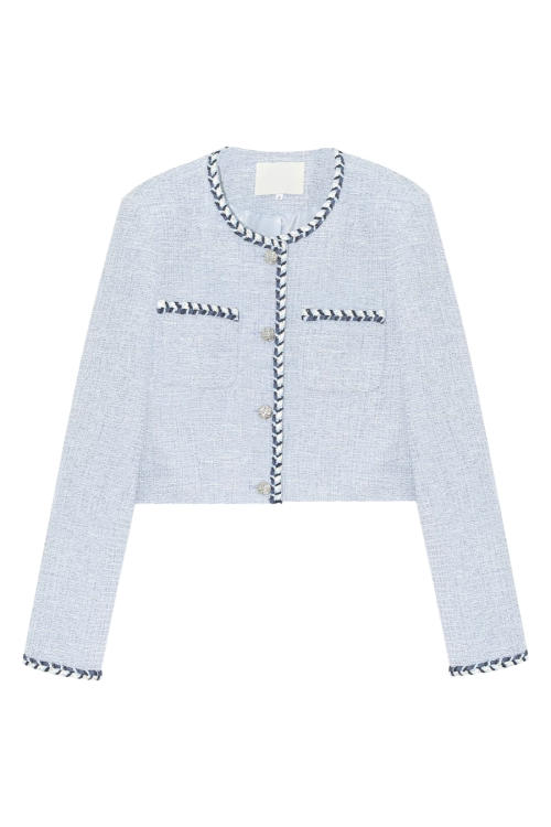 Color Contrast Stitch Tweed Jacket