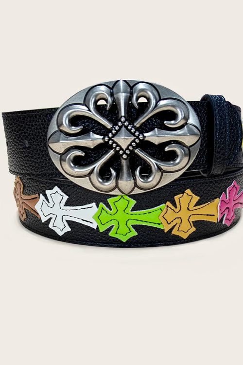 Colorful Cross Buckle Belt