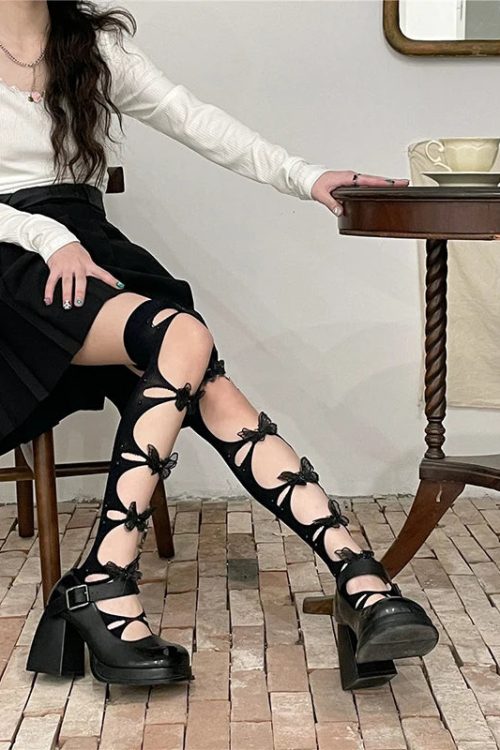 Coquette Butterfly Lace Knee Socks