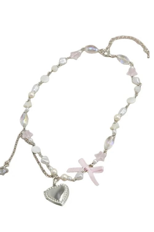 Coquette Heart Beaded Necklace